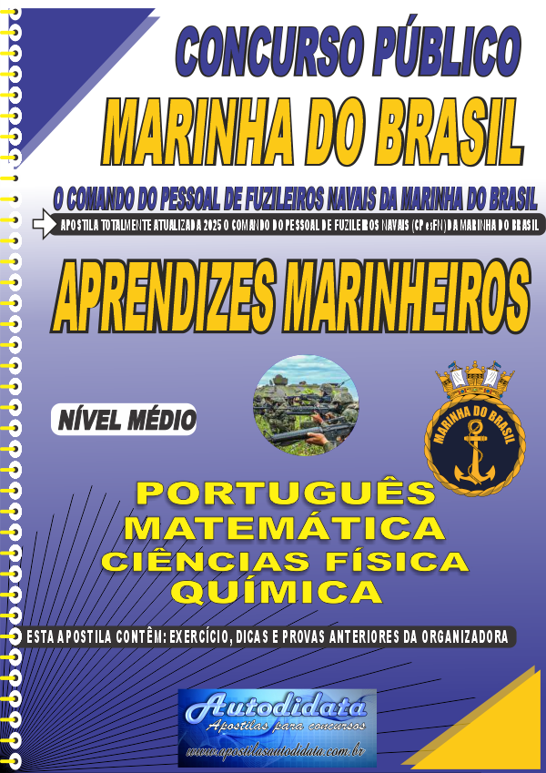 Capa de Apostila concurso da Marinha do Brasil 2026 – Aprendizes Marinheiros