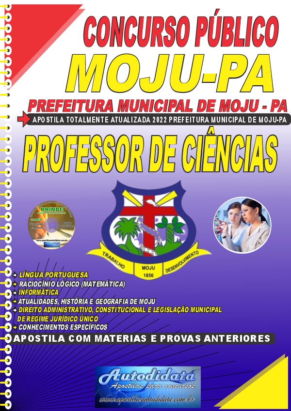 Capa de Apostila Concurso Prefeitura de Moju - PA 2022 Professor de Ciências