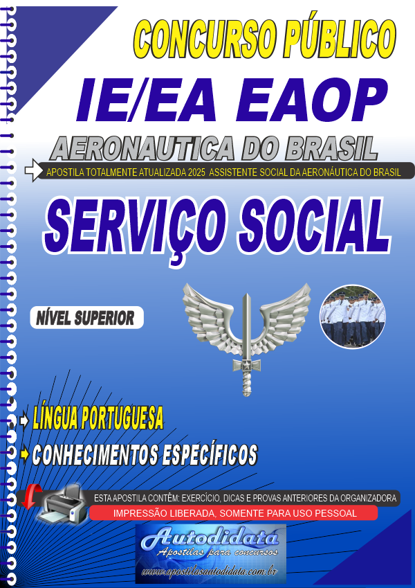 Capa de Apostila Concurso AERONÁUTICA 2026 - Serviço Social