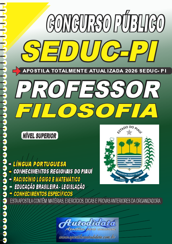 Capa de Apostila concurso Secretaria de Educação SEDUC-PI 2026 - Filosofia