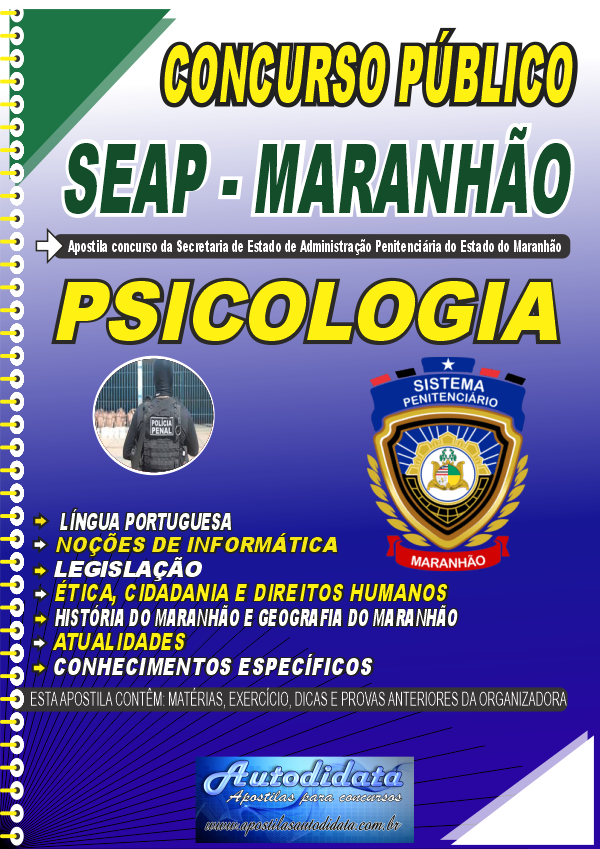 Capa de Apostila  concurso da SEAP MA 2026 – PSICOLOGIA