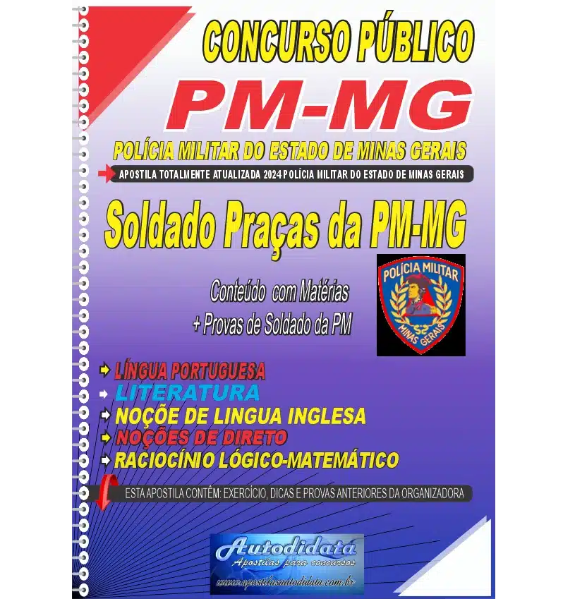 Capa de Apostila Concurso da PM-MG Polícia Militar de Minas Gerais 2024 - Soldado