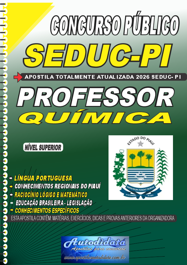 Capa de Apostila concurso Secretaria de Educação SEDUC-PI 2026 – Professor de Química
