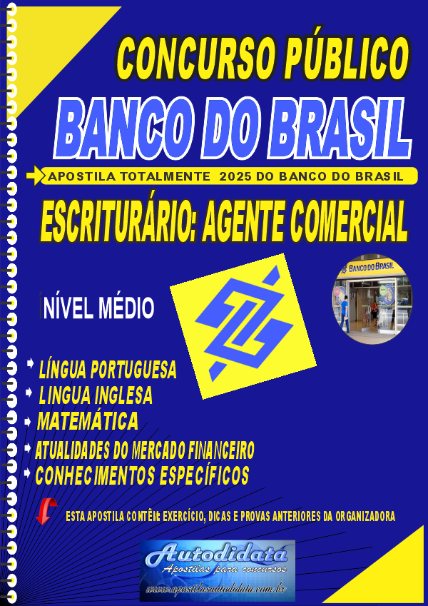 Capa de Apostila concurso do Banco do Brasil 2025 - Agente Comercial