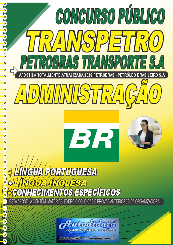 Capa de Apostila concurso Petrobras Transpetro Transporte 2026 Administração