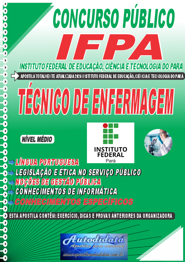 Capa de Apostila concurso IFPA 2026 Técnico em Enfermagem