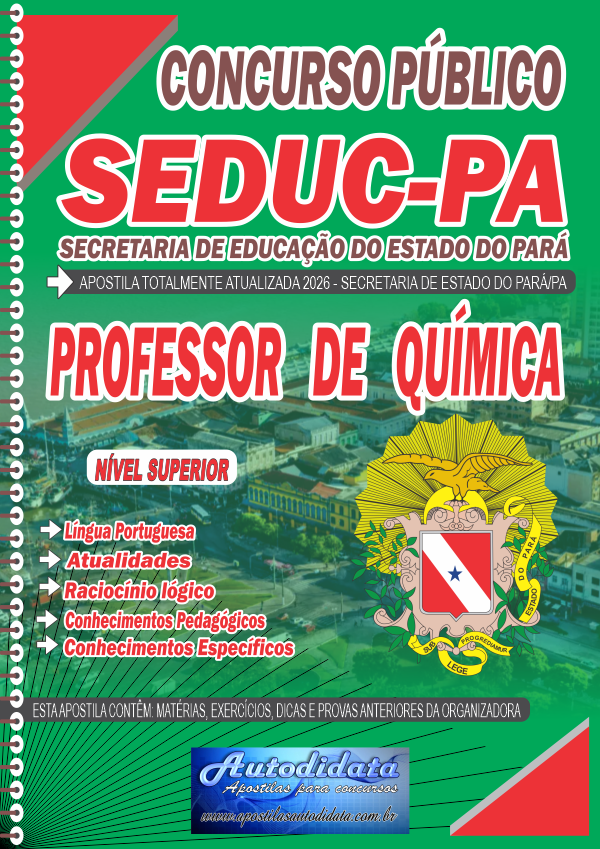 Capa de Apostila concurso da Seduc PA 2026 Secretaria Educação do Pará - Professor de Química
