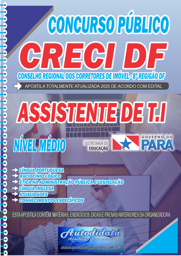 Capa de Apostila concurso CRECI DF 2026 Assistente T.I