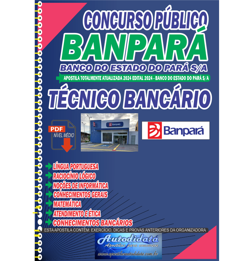 Capa de Apostila concurso do BANPARÁ 2024 – Técnico Bancário