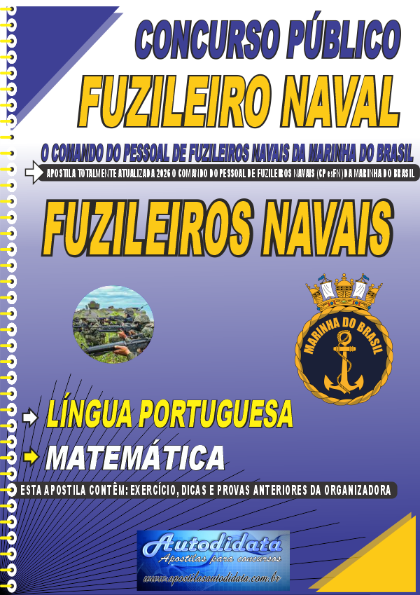 Capa de Apostila concurso da Marinha do Brasil 2026 – Fuzileiro Naval