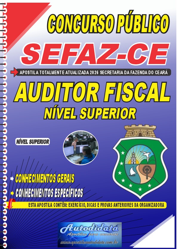 Capa de Apostila concurso da Sefaz-CE 2026 - Auditor-fiscal Gestão Fazendária