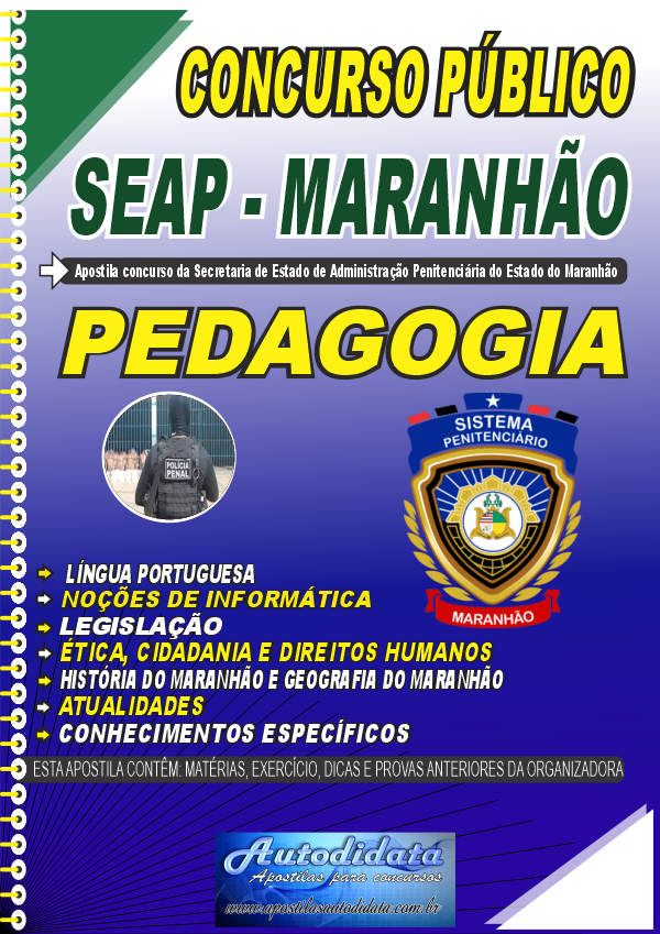 Capa de Apostila  concurso da SEAP MA 2026 – Pedagogia