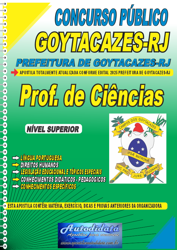 Capa de Apostila concurso CAMPOS DOS GOYTACAZES/RJ – Professor de Ciências