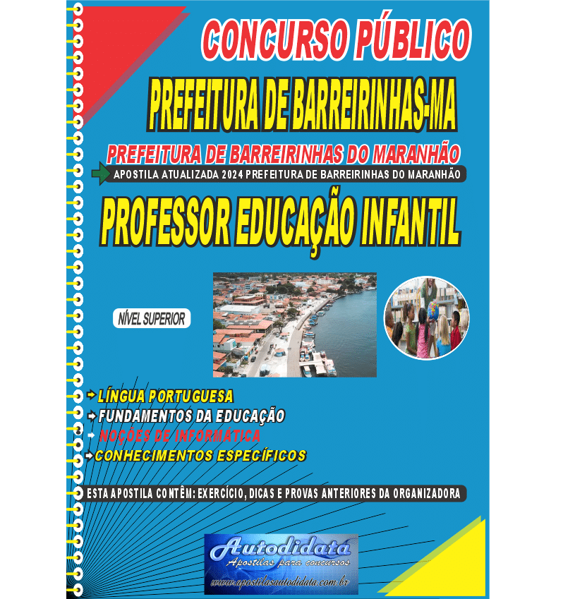 Capa de Apostila concurso de Barreirinhas-MA 2024 – Professor Educação Infantil