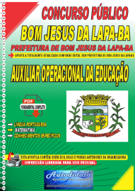 Apostila Digital Concurso Prefeitura de Bom Jesus da Lapa - BA 2024 Auxiliar Operacional da Educao
