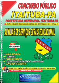 Apostila Digital Concurso Prefeitura de Itaituba  PA 2024 Auxiliar de Servios Gerais Educacional