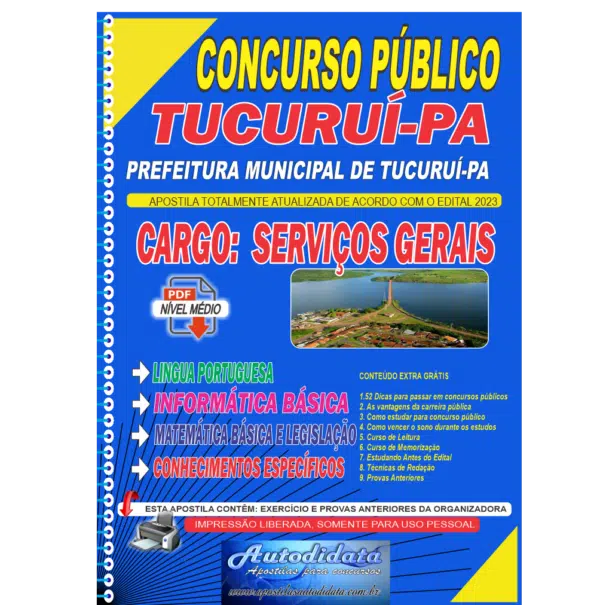 Prefeitura de Tucurui PA SERVICOS GERAIS Apostila concurso de Tucuruí-PA 2024 – Serviços Gerais