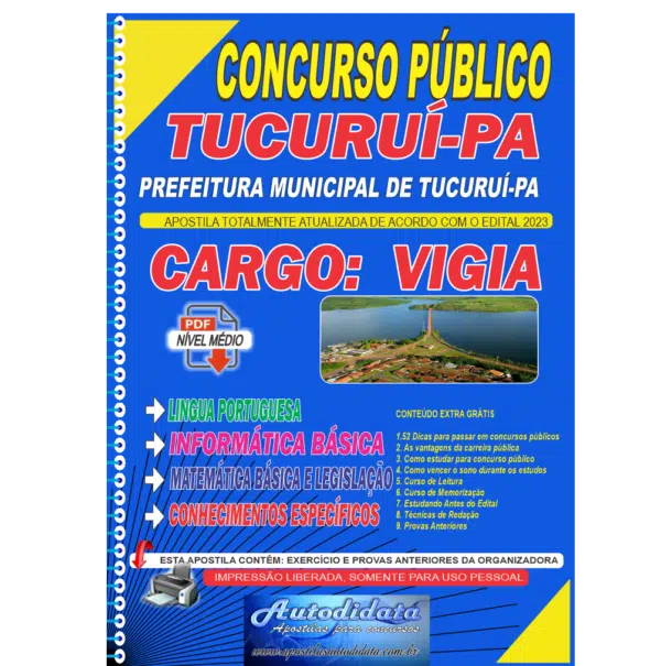 Prefeitura de Tucurui PA VIGIA Apostila concurso de Tucuruí-PA 2024 – VIGIA