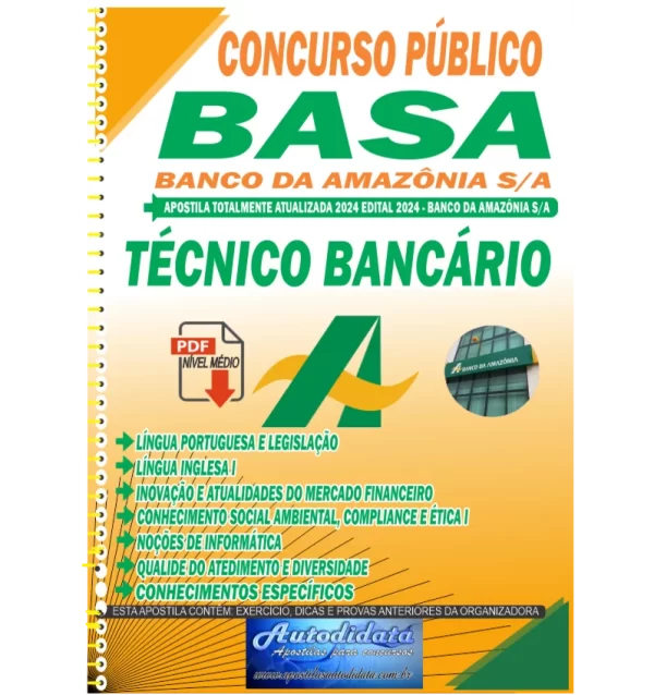 Apostila concurso do BASA 2024 TECNICO BANCARIO NOVO Apostila digital concurso do BASA 2024 - Técnico Bancário