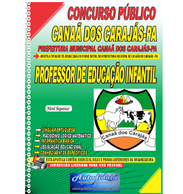 Apostila Canaa dos carajas educacao infantil PNG novo Apostila impressa Concurso de Canaã dos Carajás – PA 2024 Professor de Educação Infantil