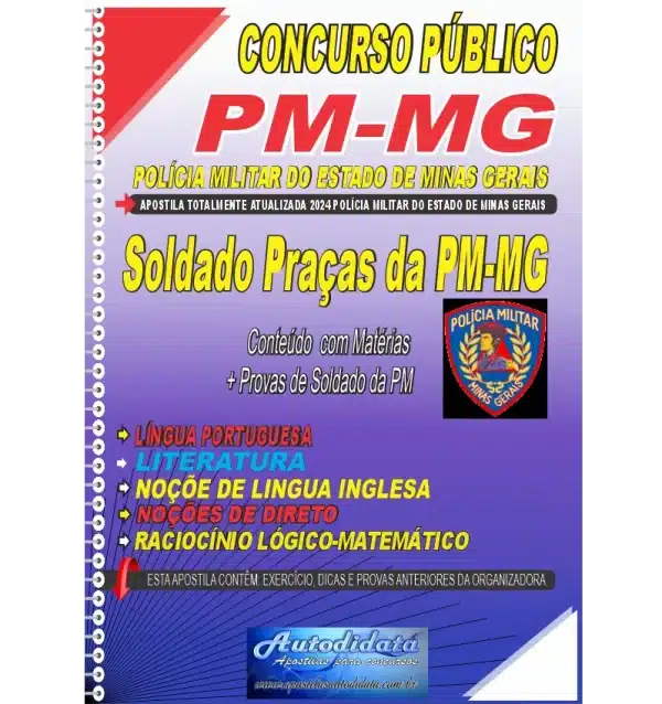 POLICIA MILITAR DE MINAS GERAIS 3 novo Apostila impressa Concurso da PM-MG Polícia Militar de Minas Gerais 2024 - Soldado