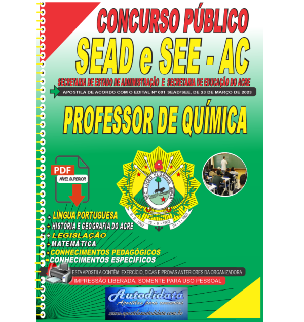 PROFESSOR DE QUIMICA NOVO Apostila digital concurso da SEDUC-ACRE 2024 – Professor de Educação Química