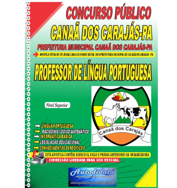 PROFESSOR DE LINGUA PORGUESA novo de novo Apostila impressa Concurso de Canaã dos Carajás – PA 2024 Professor de Língua Porguesa